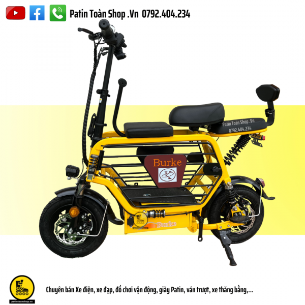 1 1 600x600 - Xe đạp điện Hot Girl - xe điện gấp Burke Màu vàng