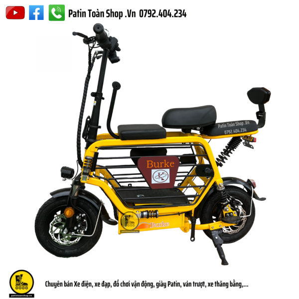 2 1 600x600 - Xe đạp điện Hot Girl - xe điện gấp Burke Màu vàng