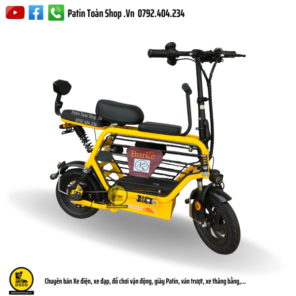 4 600x600 - Xe đạp điện Hot Girl - xe điện gấp Burke Màu vàng