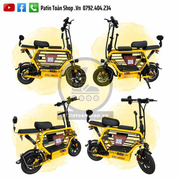 6 1 600x600 - Xe đạp điện Hot Girl - xe điện gấp Burke Màu vàng