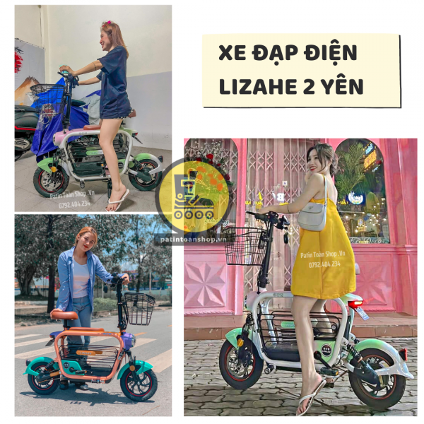TONG HOP 4 600x600 - Xe đạp điện Hot Girl – xe điện gấp Lizahe màu loang