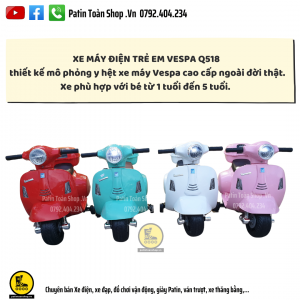 1 11 300x300 - Xe máy điện trẻ em Vespa Q-518 Màu hồng