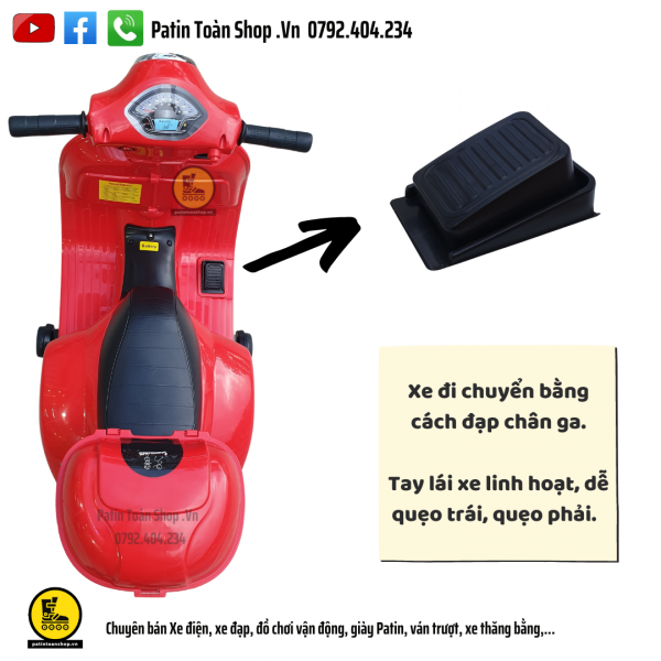 4 11 600x600 - Xe máy điện trẻ em Vespa Q-518 Màu đỏ
