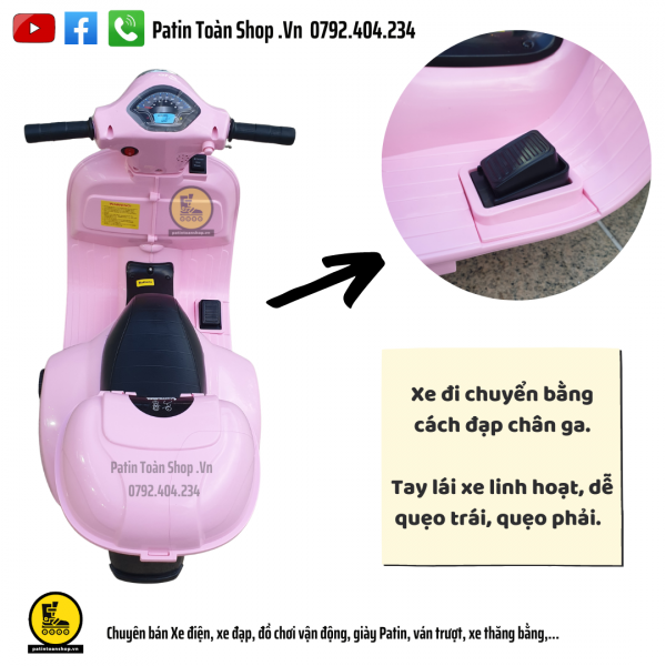 6 10 600x600 - Xe máy điện trẻ em Vespa Q-518 Màu hồng