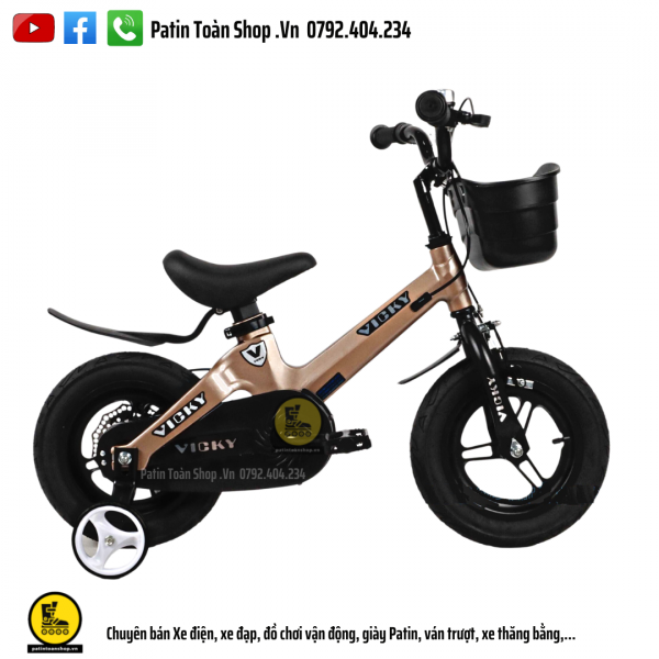 8 2 600x600 - Xe đạp trẻ em Vicky Màu đồng