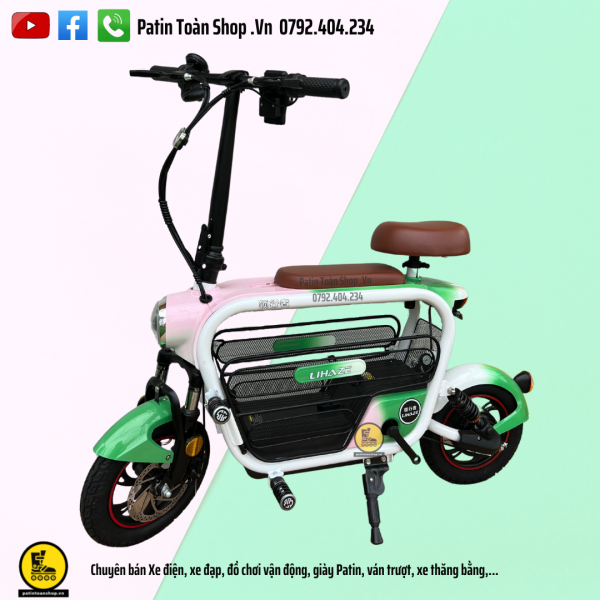 lizahe xanh dam 1 600x600 - Xe đạp điện Hot Girl – xe điện gấp Lizahe màu loang