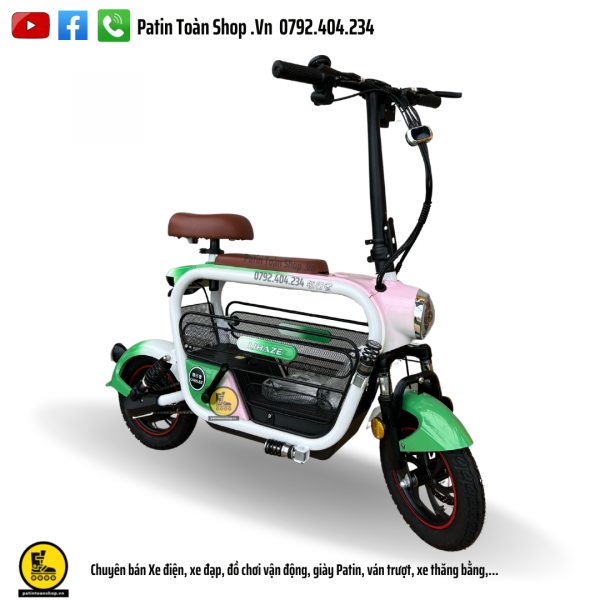 lizahe xanh dam 3 600x600 - Xe đạp điện Hot Girl – xe điện gấp Lizahe màu loang