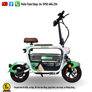 lizahe xanh dam 4 300x300 - Xe đạp điện Hot Girl – xe điện gấp Lizahe màu loang