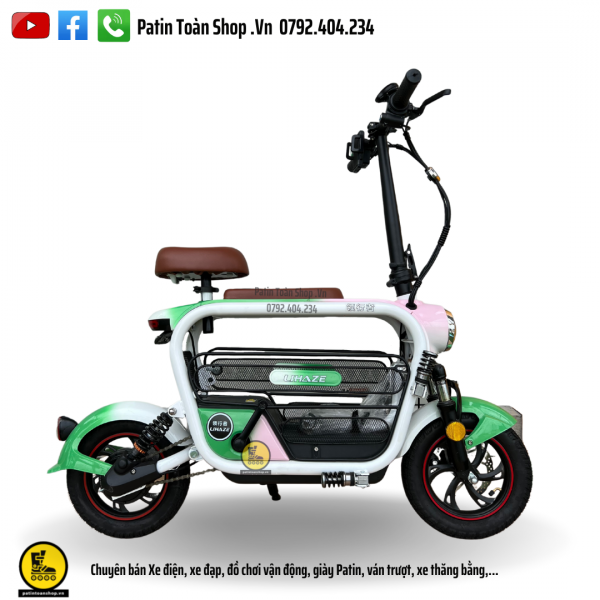 lizahe xanh dam 4 600x600 - Xe đạp điện Hot Girl – xe điện gấp Lizahe màu loang
