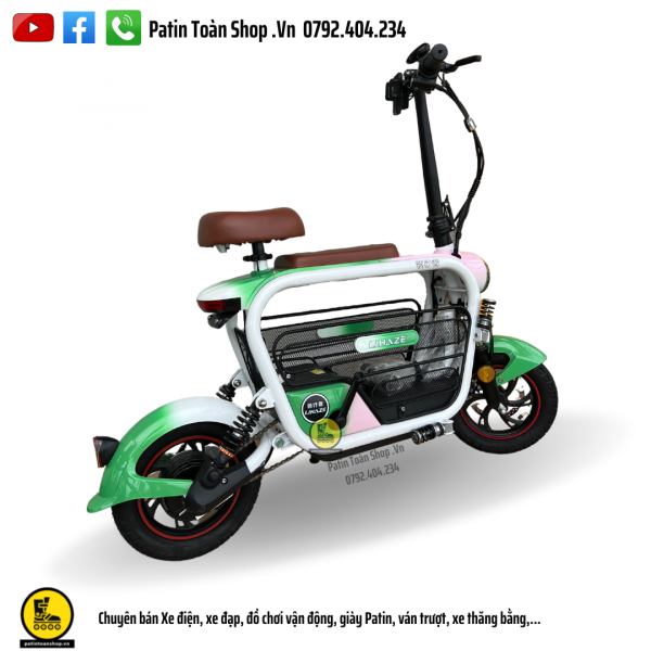 lizahe xanh dam 5 600x600 - Xe đạp điện Hot Girl – xe điện gấp Lizahe màu loang