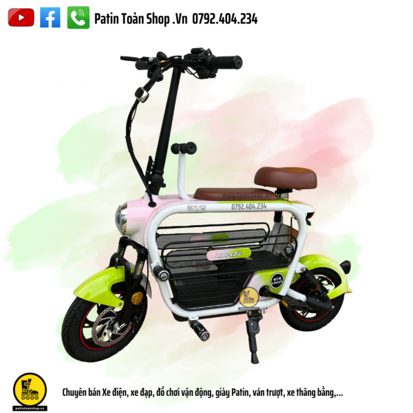 lizahe xanh hong 1 600x600 - Xe đạp điện Hot Girl – xe điện gấp Lizahe