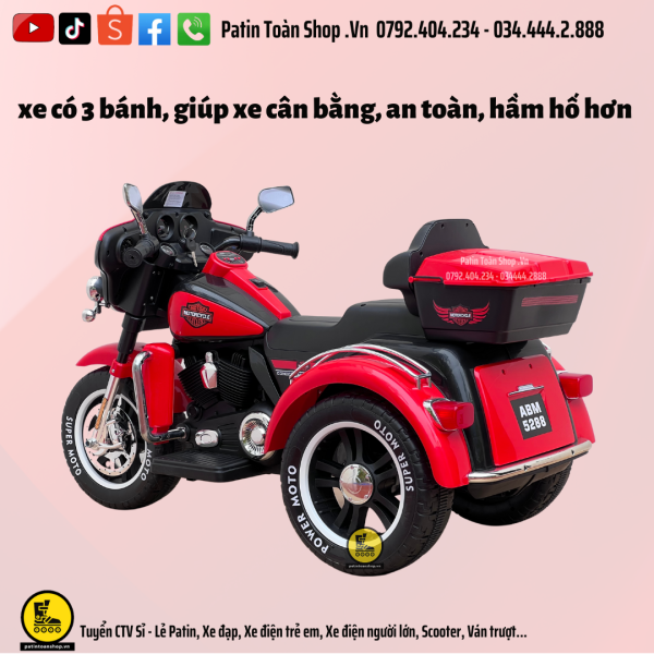 10 6 600x600 - Xe Moto điện trẻ em ABM 5288 Màu đỏ