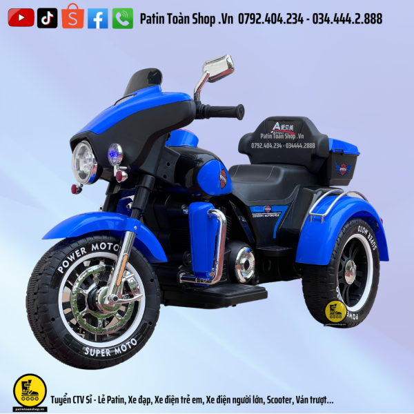 3 14 600x600 - Xe Moto điện trẻ em ABM 5288 Màu xanh dương