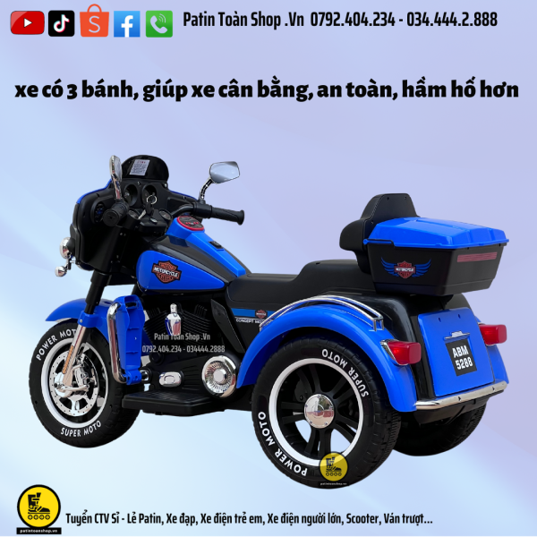 5 12 600x600 - Xe Moto điện trẻ em ABM 5288 Màu xanh dương