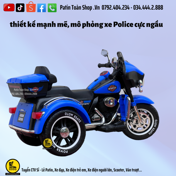 6 12 600x600 - Xe Moto điện trẻ em ABM 5288 Màu xanh dương