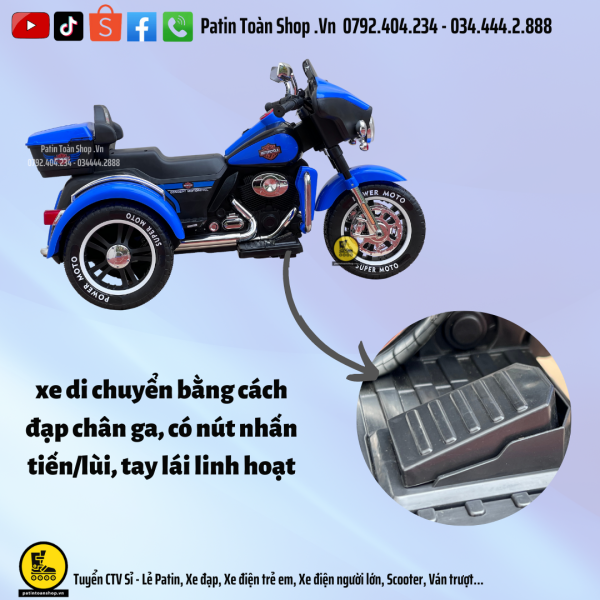 7 11 600x600 - Xe Moto điện trẻ em ABM 5288 Màu xanh dương