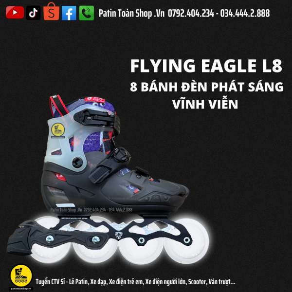 23 600x600 - Giày Patin trẻ em Flying Eagle L8 (8 bánh đèn) Màu hồng