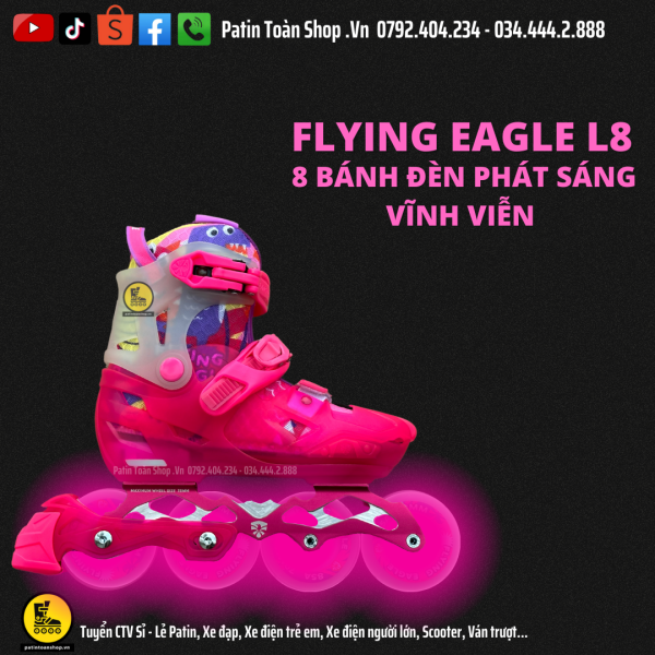 24 600x600 - Giày Patin trẻ em Flying Eagle L8 (8 bánh đèn) Màu xanh