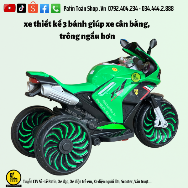 10 2 600x600 - Xe moto điện trẻ em XM-900 Màu xanh
