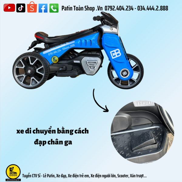 15 1 600x600 - Xe Moto điện trẻ em BDQ 6188 Màu xanh