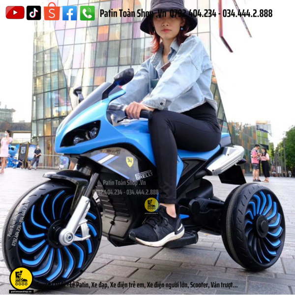 17 2 600x600 - Xe moto điện trẻ em XM-900 Màu xanh