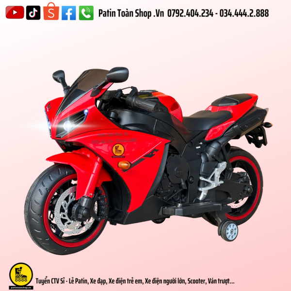 20 2 600x600 - Xe moto điện trẻ em Yamaha R1 Màu đỏ
