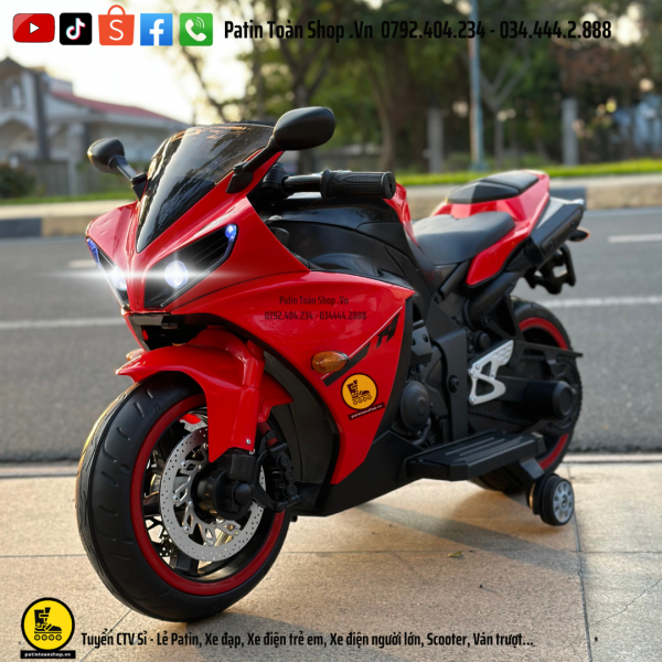 25 1 600x600 - Xe moto điện trẻ em Yamaha R1 Màu đỏ