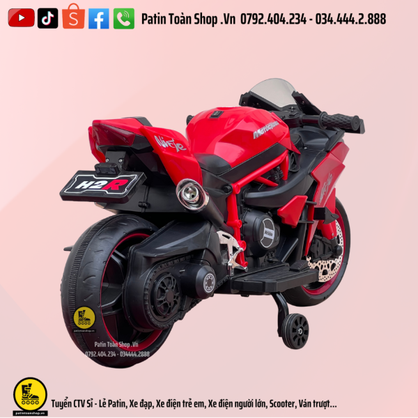 25 600x600 - Xe moto điện trẻ em Kawasaki Ninja H2R màu đỏ