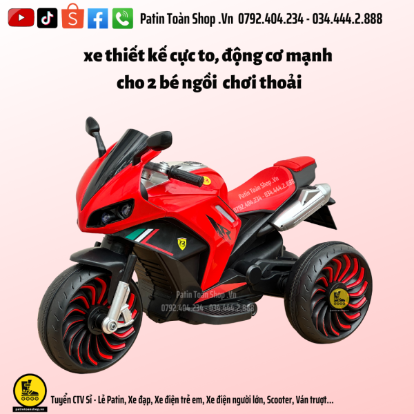 3 3 600x600 - Xe moto điện trẻ em XM-900 Màu đỏ