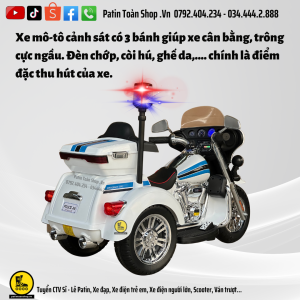 4 1 300x300 - Xe Moto điện trẻ em Cảnh sát SMT 111 Màu trắng
