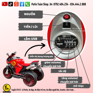 4 2 300x300 - Xe moto điện trẻ em XM-900 Màu đỏ