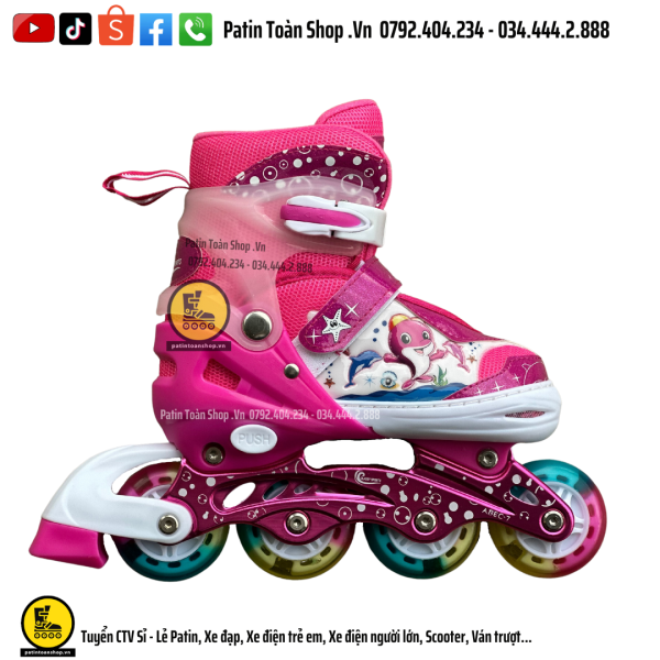 46 600x600 - Giày Patin trẻ em 8809 (8 bánh đèn) Màu hồng